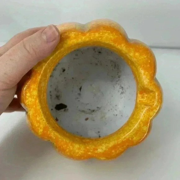 VINTAGE HALLOWEEN CERAMIC PUMPKIN DECOR SHELF STORAGE CENTER PIECE CANDY BOWL - Picture 5 of 12